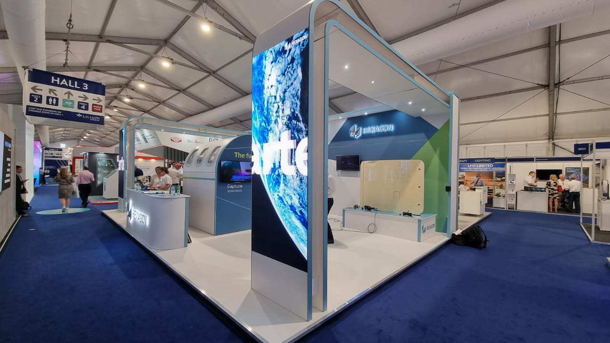 A view of the Hexagon-Manufacturing Stand at Farnborough International Airshow