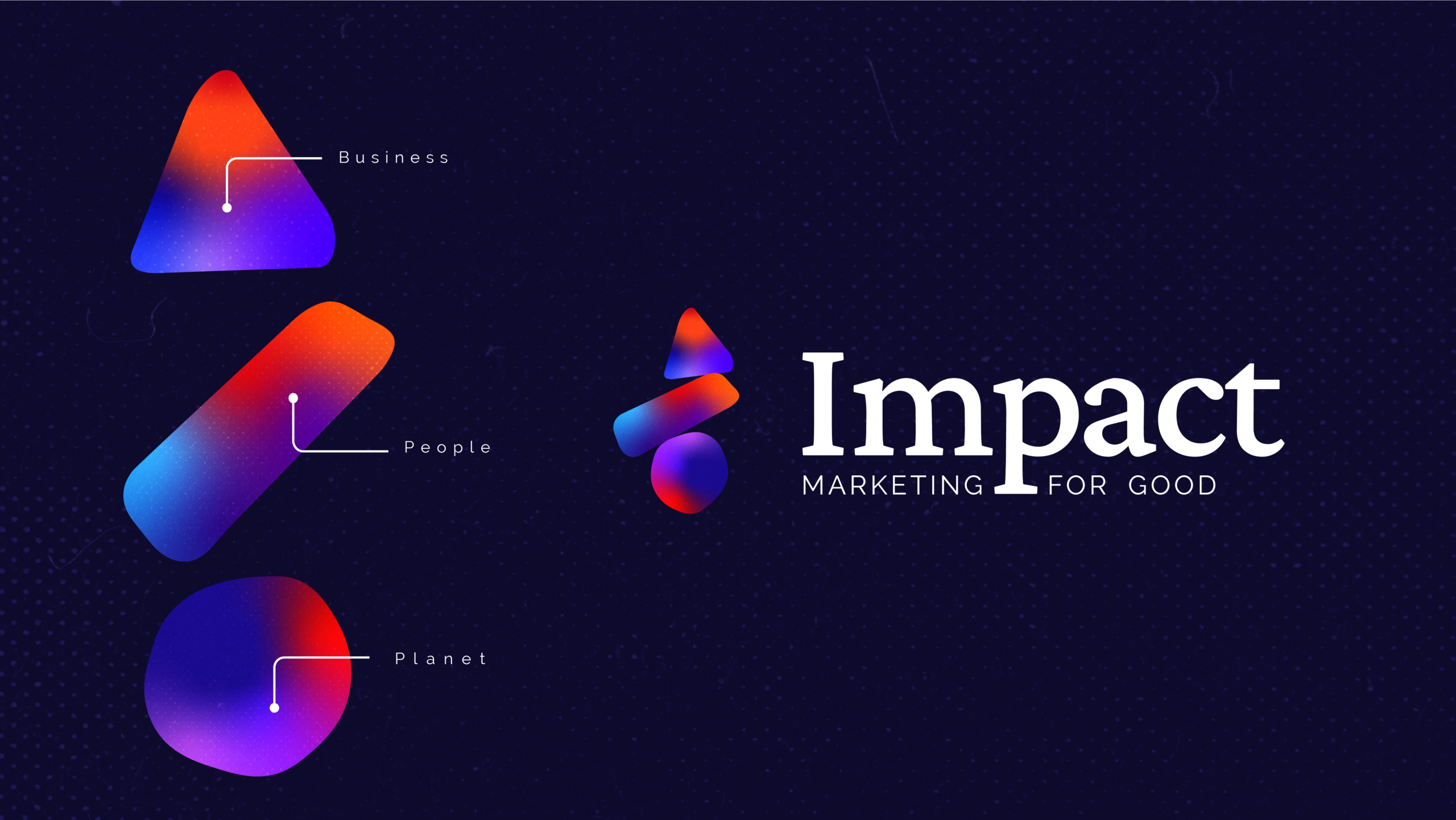 Impact logo and shapes with explainer text